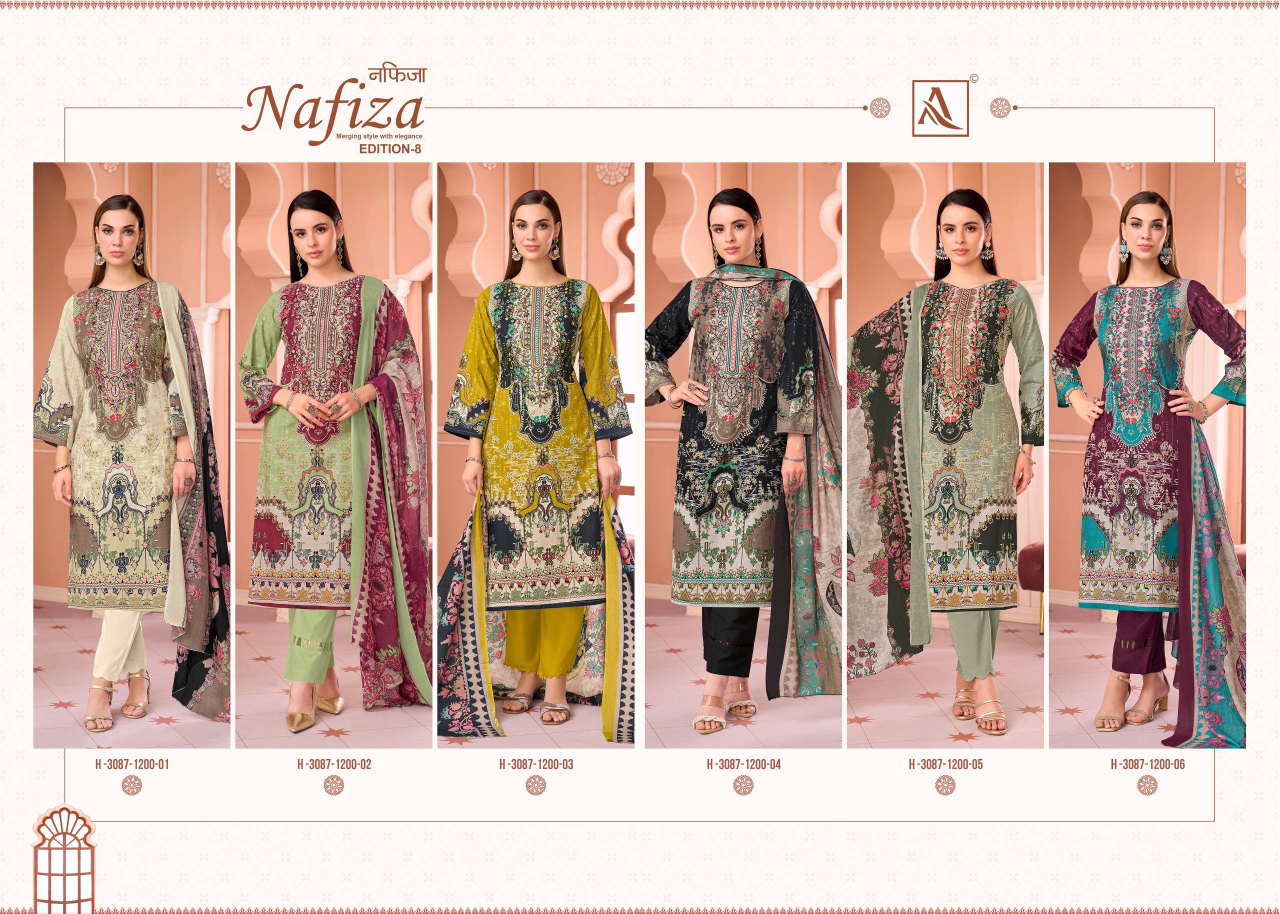 NAFIZA VOL 08 By Alok Suit 01 To 06 Series Beautiful Festive Suits Stylish Fancy Colorful Ethnic Wear Pure Cambric Cotton Print Dresses At Wholesale Price